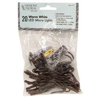Warm White LED Micro Lights 20 Count Brown Cord - The Fox Decor