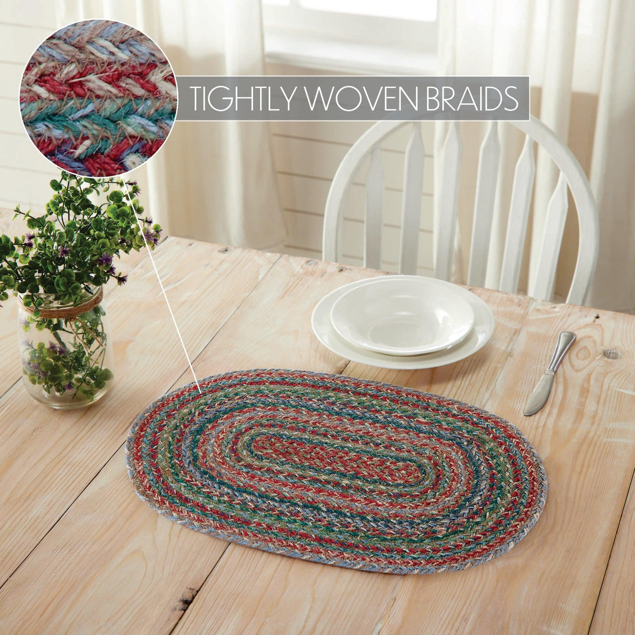 Multi Jute Oval Placemat 13x19 - The Fox Decor