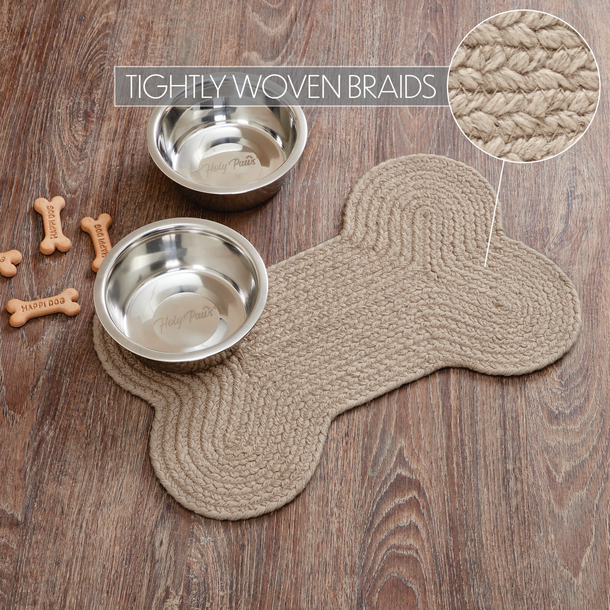 All Natural Dog Bone Placemat Dog Water Food Dish Mat Dog Mat Jute