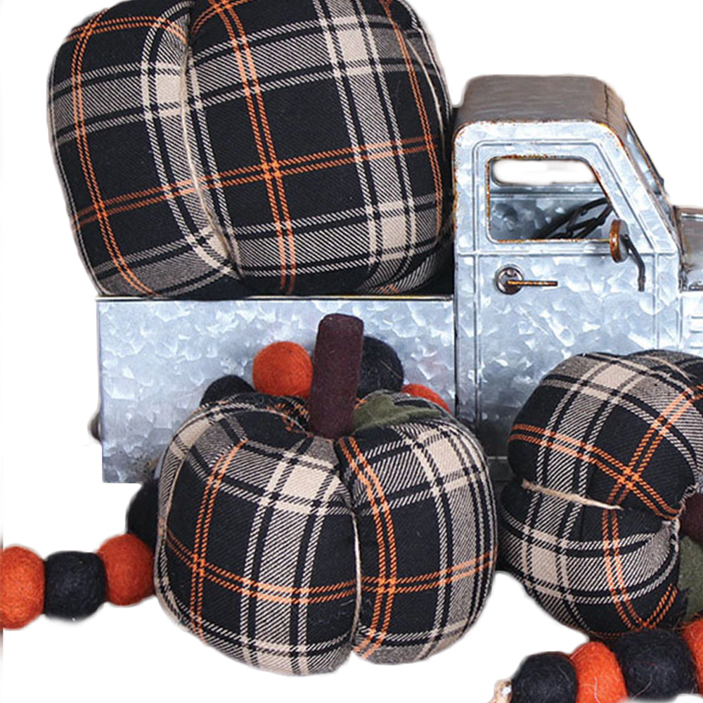 Primitive Fall Plaid Pumpkin 8 Inch ON840007