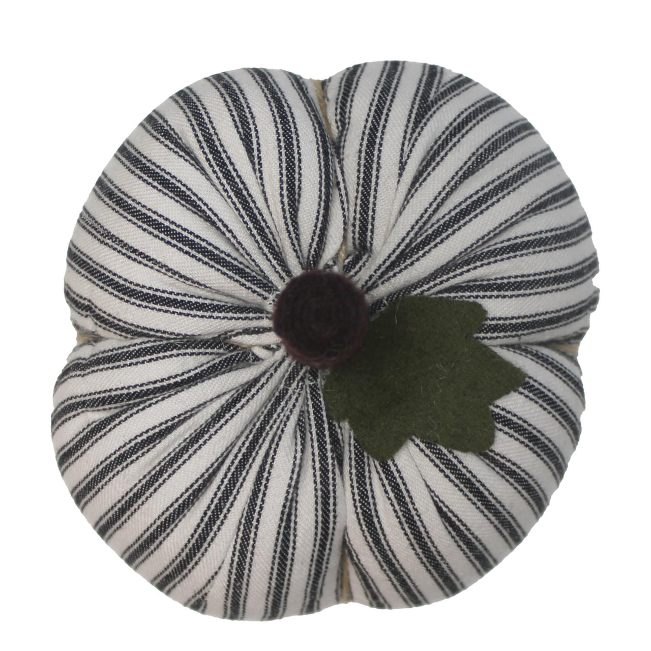 F White Black Ticking Pumpkin 6 Inx4 In - Interiors by Elizabeth