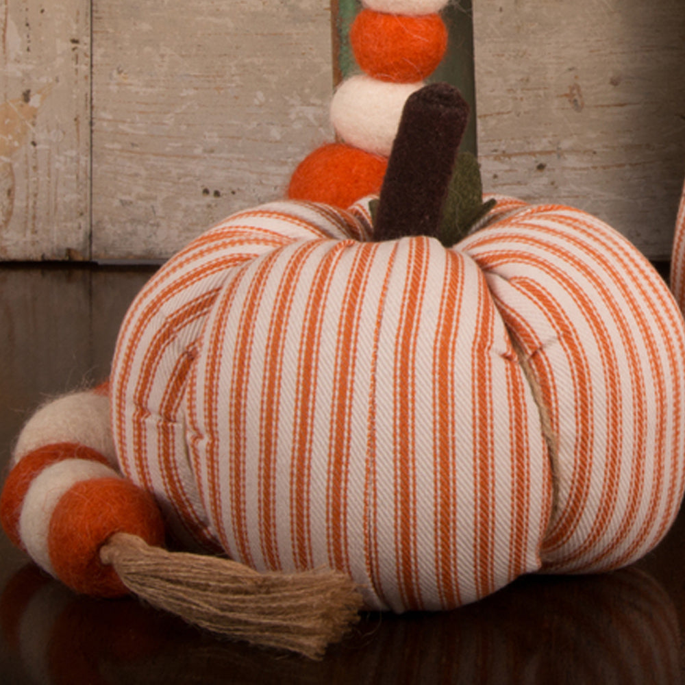 Cream Orange Ticking Pumpkin 6X4 Ornament ONRE0319