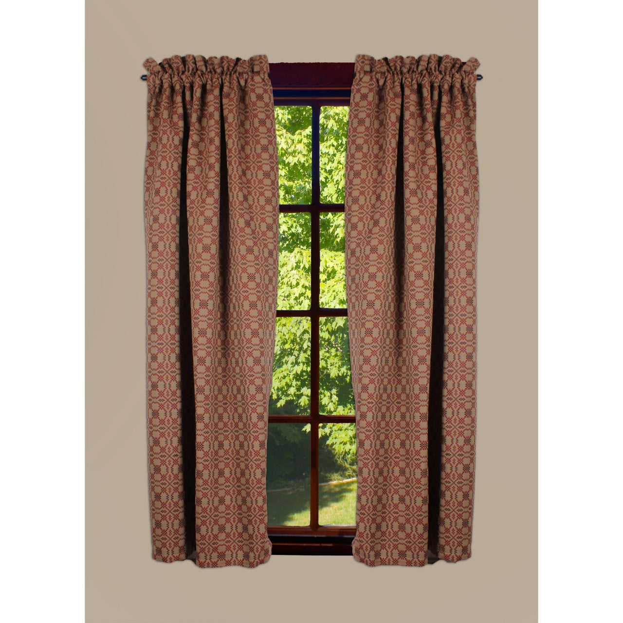 Kendall Jacquard Red 63 In Panels - Interiors by Elizabeth