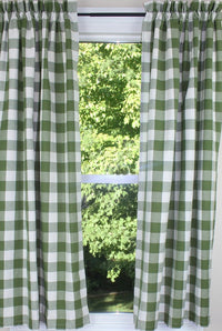 Buffalo Check Sage Sage Panels  - Interiors by Elizabeth