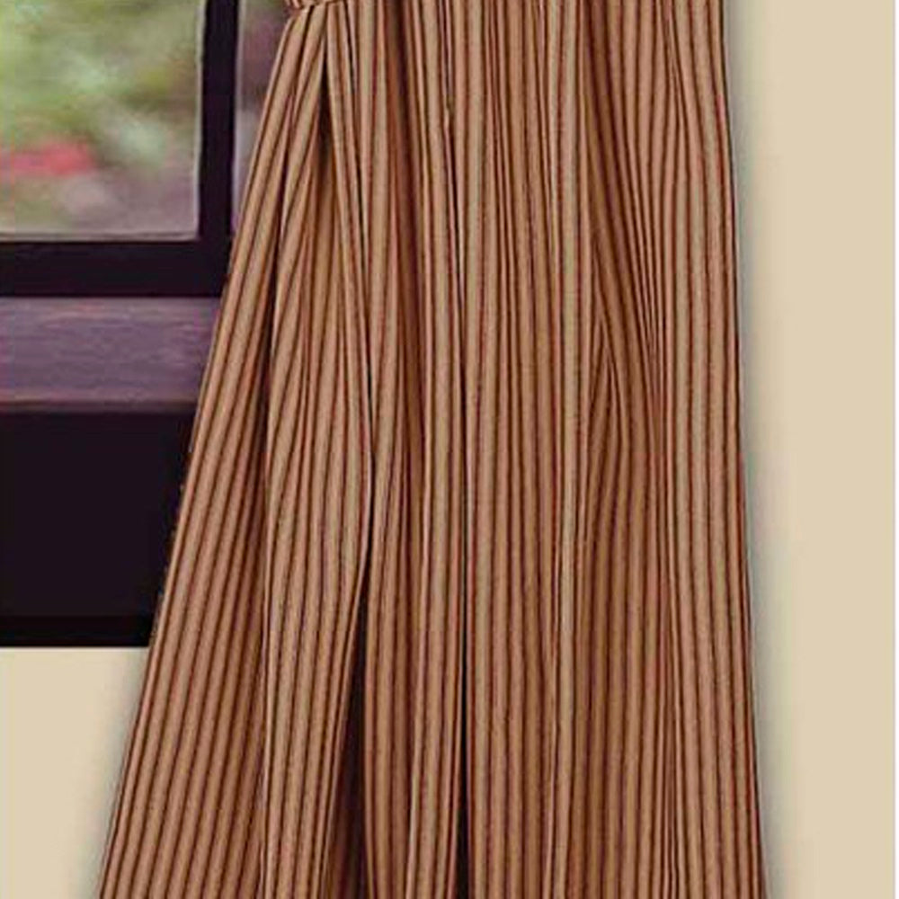 Barn Red Nutmeg York Ticking 63" Panels Lined - Interiors by Elizabeth