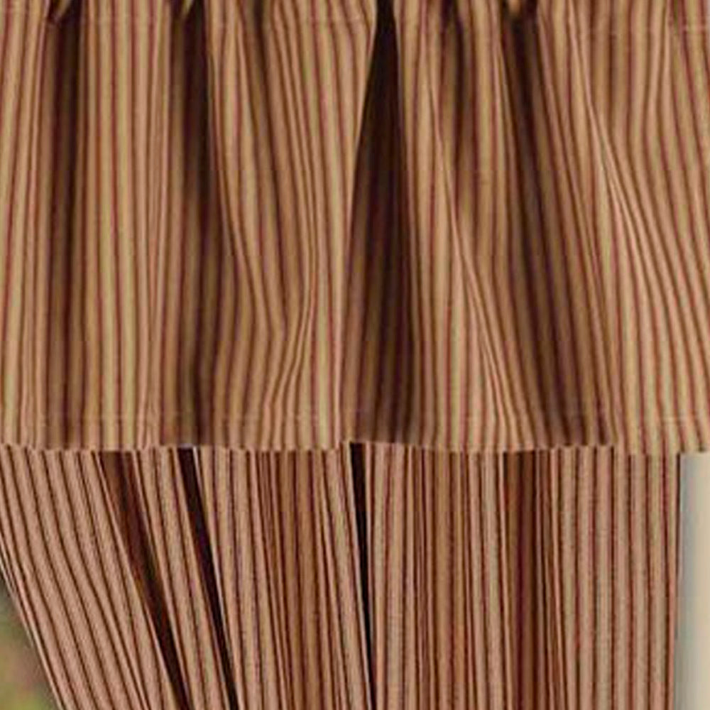 Barn Red Nutmeg York Ticking 63" Panels Lined - Interiors by Elizabeth