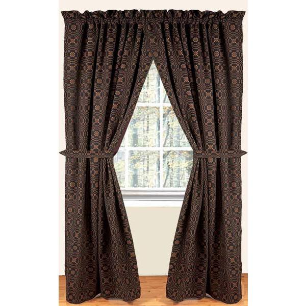 Black - Mustard Lover’???s Knot Jacquard Drapery 86" Panels - Lined - Interiors by Elizabeth