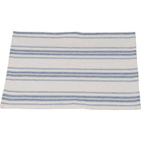 Colonial Blue-Cream Grain Sack Stripe Placemat - Set of Six - Interiors by Elizabeth