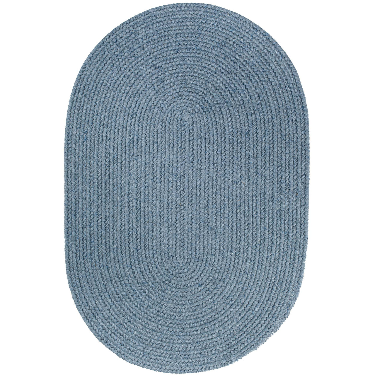 Wool Solids Area Rug - Oval - S103 Blue Bonnet