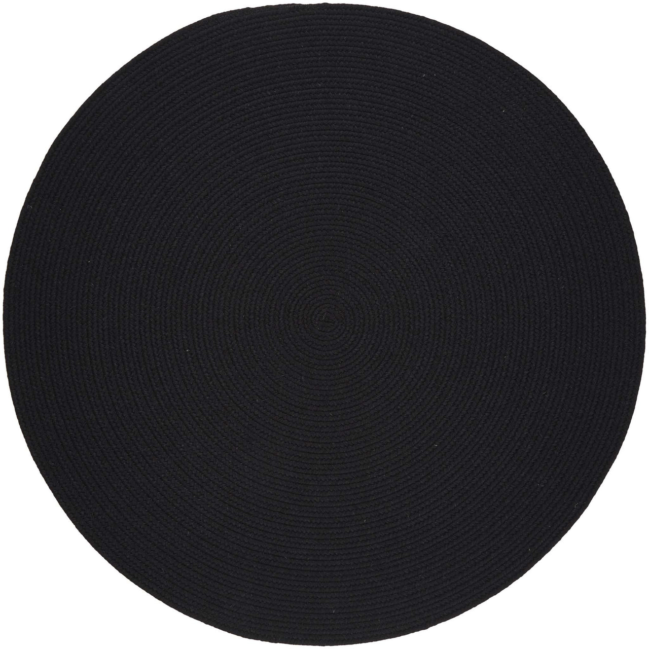 Wool Solids Area Rug - Round - S112 Black