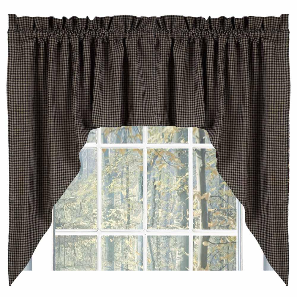Black - Oat Newbury Gingham Swag - Lined - Interiors by Elizabeth