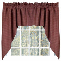 Barn Red-Oat Newbury Gingham Swag - Lined - Interiors by Elizabeth
