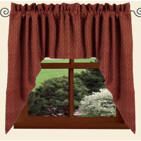 Barn Red-Oat Philmont Jacquard Swag - Lined - Interiors by Elizabeth
