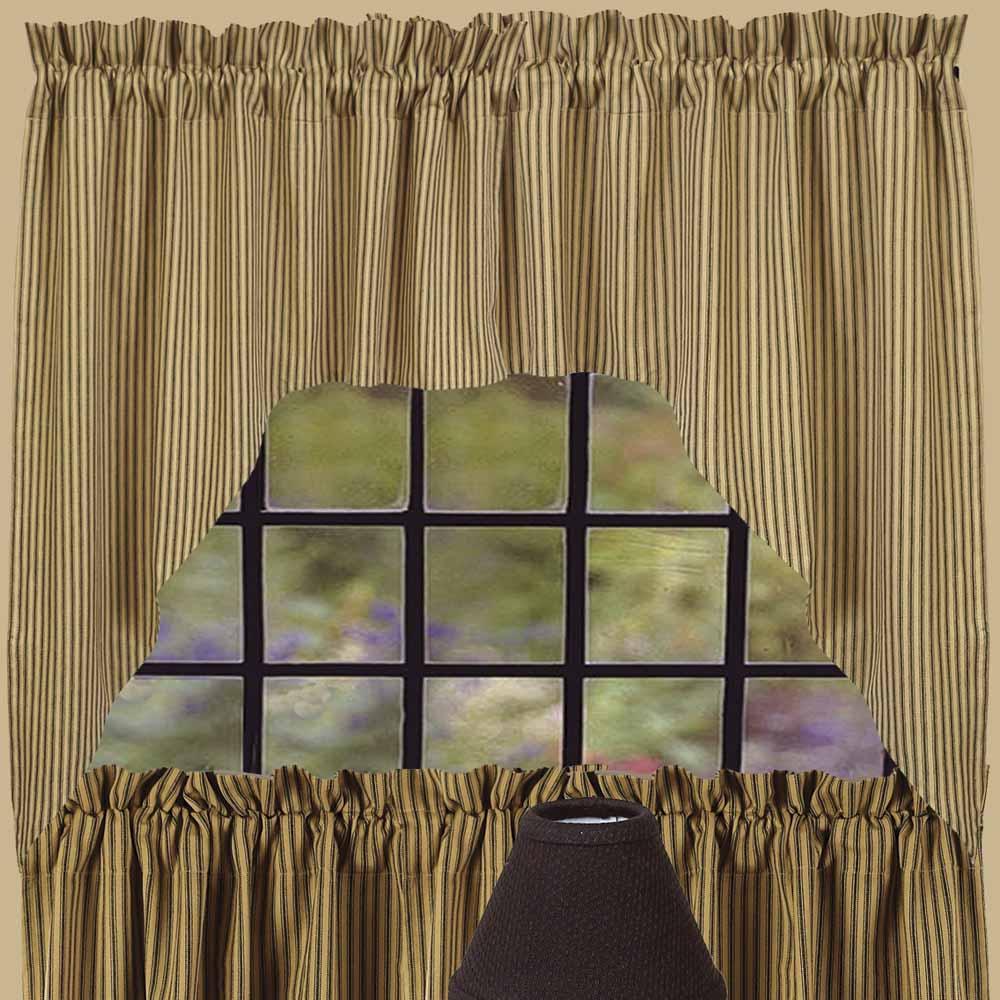 Black-Nutmeg York Ticking Swag - Lined - Interiors by Elizabeth