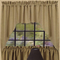 Black-Nutmeg York Ticking Swag - Lined - Interiors by Elizabeth