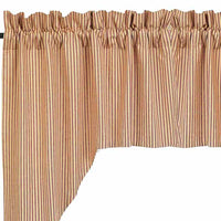 Barn Red Nutmeg York Ticking Swag Lined - Interiors by Elizabeth