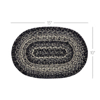 Sawyer Mill Black White Jute Oval Placemat 10x15 - The Fox Decor