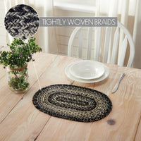 Sawyer Mill Black White Jute Oval Placemat 10x15 - The Fox Decor