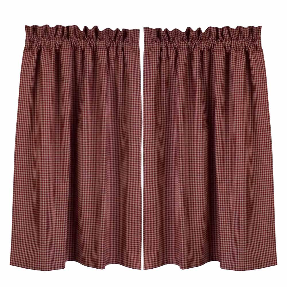 Barn Red-Oat Newbury Gingham 36" Tiers - Lined - Interiors by Elizabeth