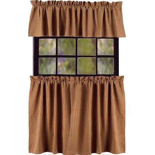Barn Red-Nutmeg York Ticking 36" Tiers - Lined - Interiors by Elizabeth