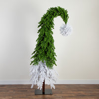 Thumbnail for Prelit Bendable Tree 7ft. Holiday Green & White Santa’s Hat Christmas Tree with 500 LED lights and 1275 Bendable Branches Whoville