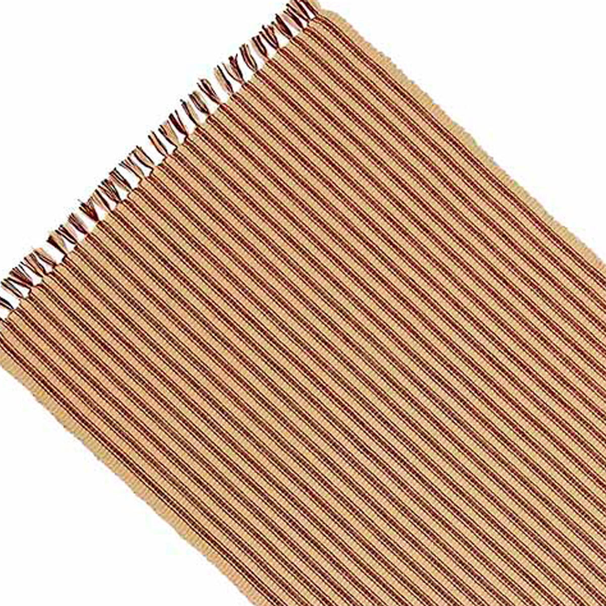 Barn Red Nutmeg York Ticking Table Runner TR880017