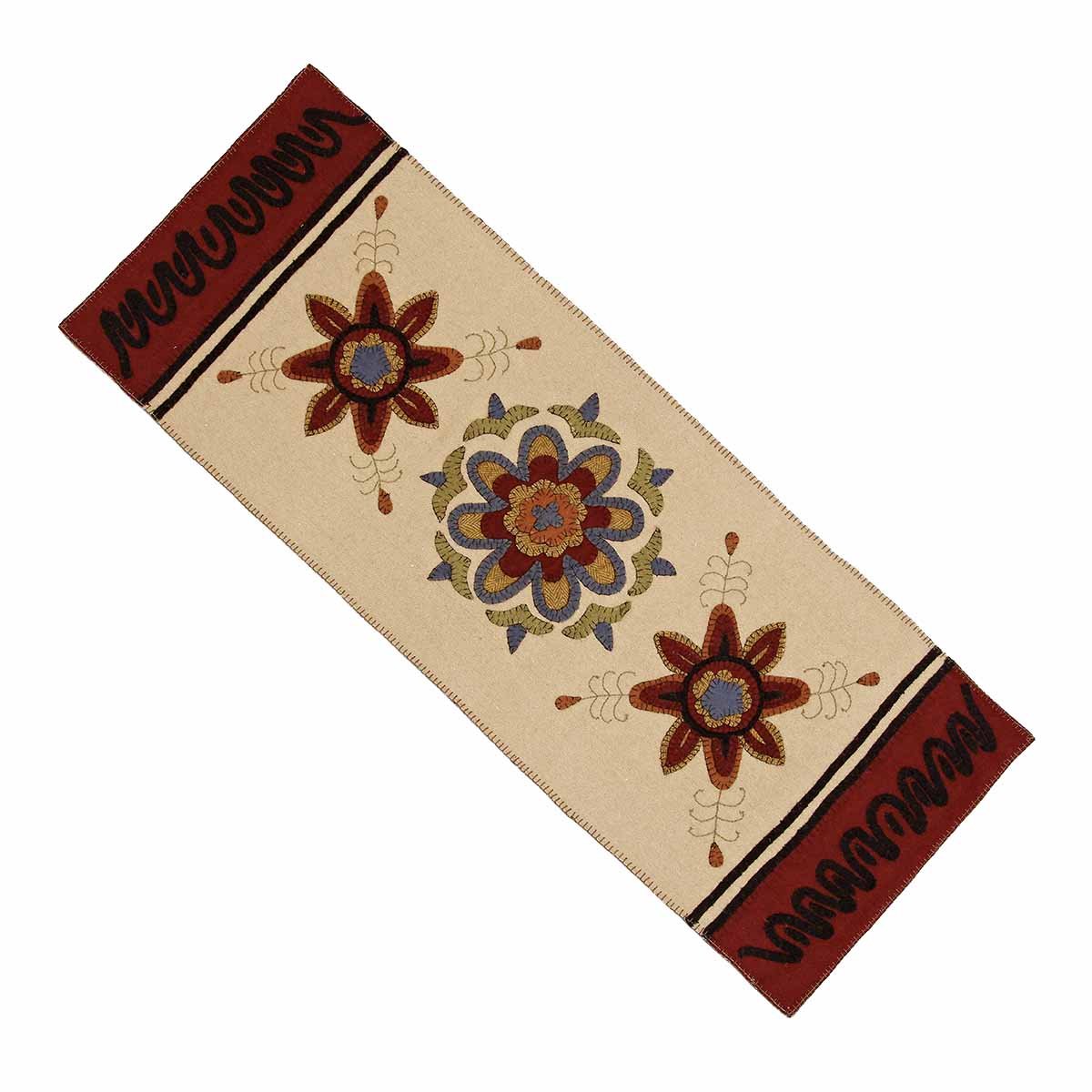 Cream 3 Flowers Table Runner - Interiors by Elizabeth