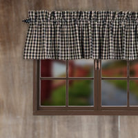 Black-Nutmeg Heritage House Check Black Valance - Lined - Interiors by Elizabeth