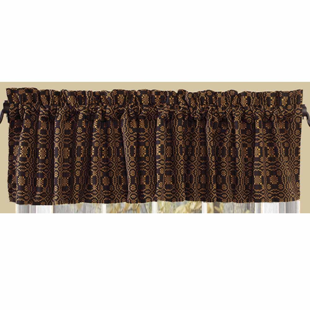 Black - Mustard Lover’???s Knot Jacquard Valance - Lined - Interiors by Elizabeth