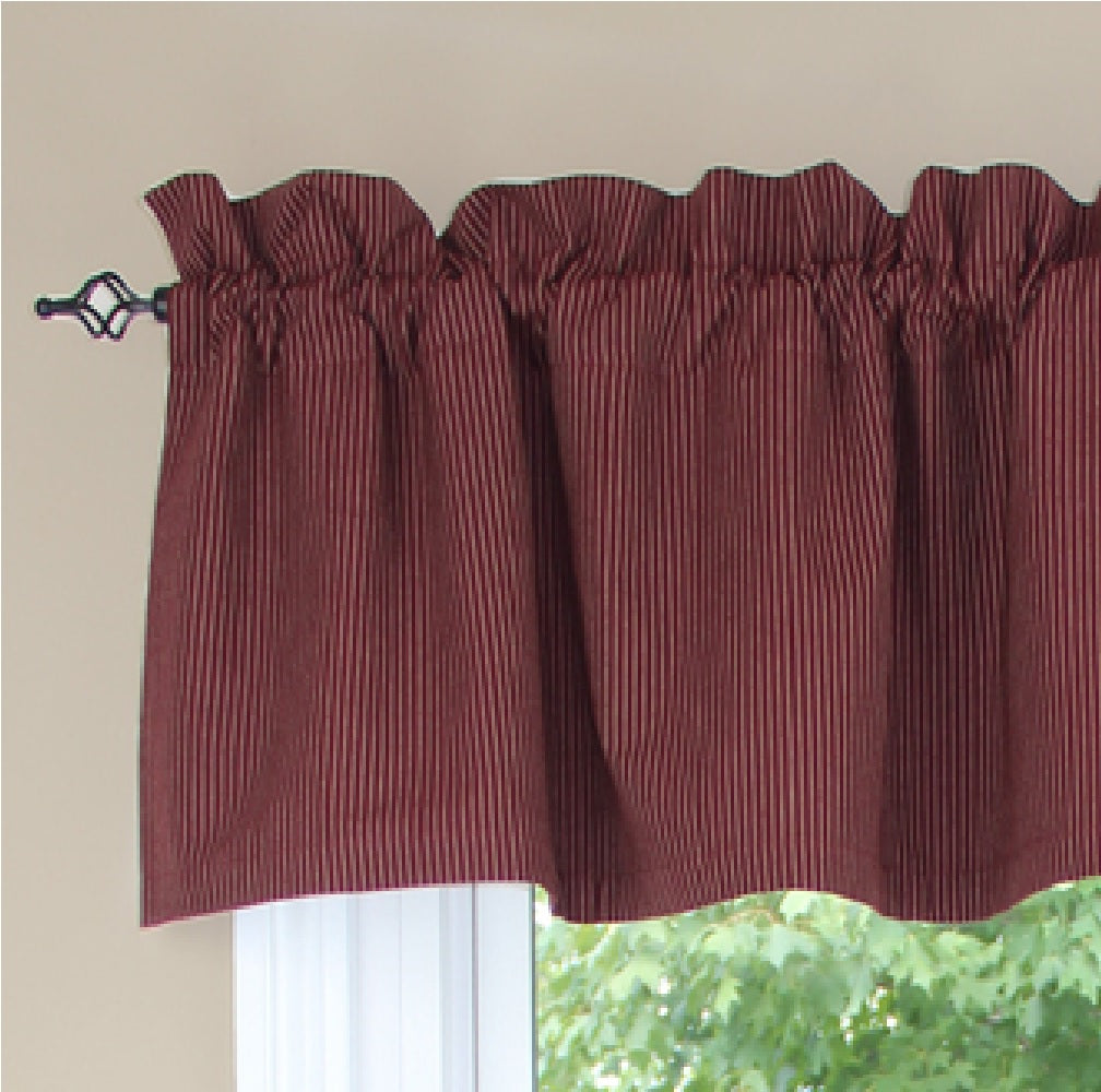 Primitive Ticking Wine Wine Valance  - Interiors by Elizabeth
