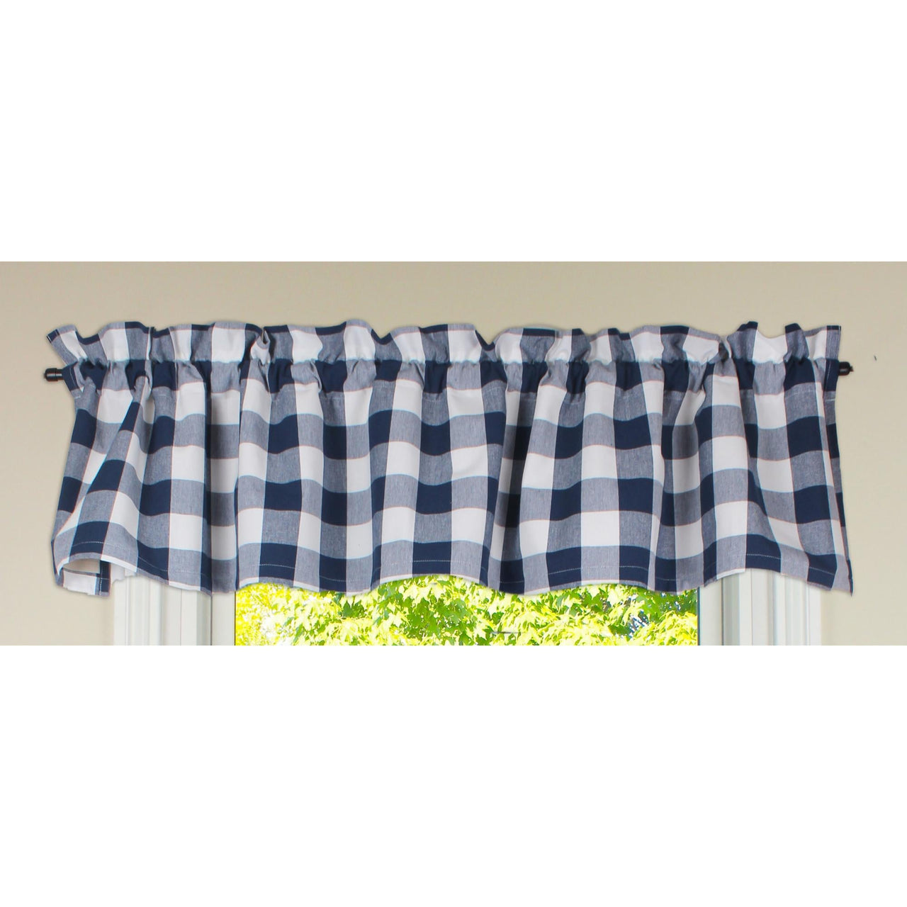 Buffalo Check Navy Blue Valance - Interiors by Elizabeth