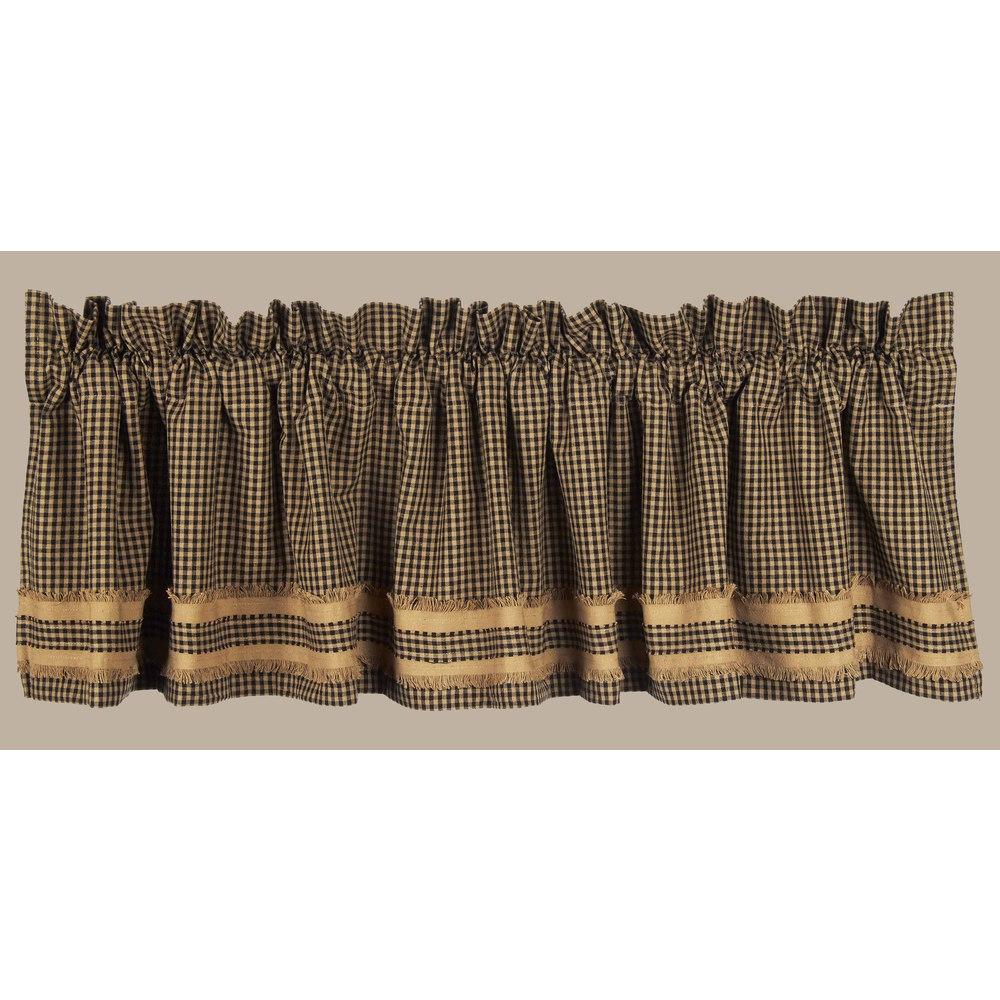 Black - Oat Newbury Gingham Black w/Oat Trim Valance - Lined - Interiors by Elizabeth