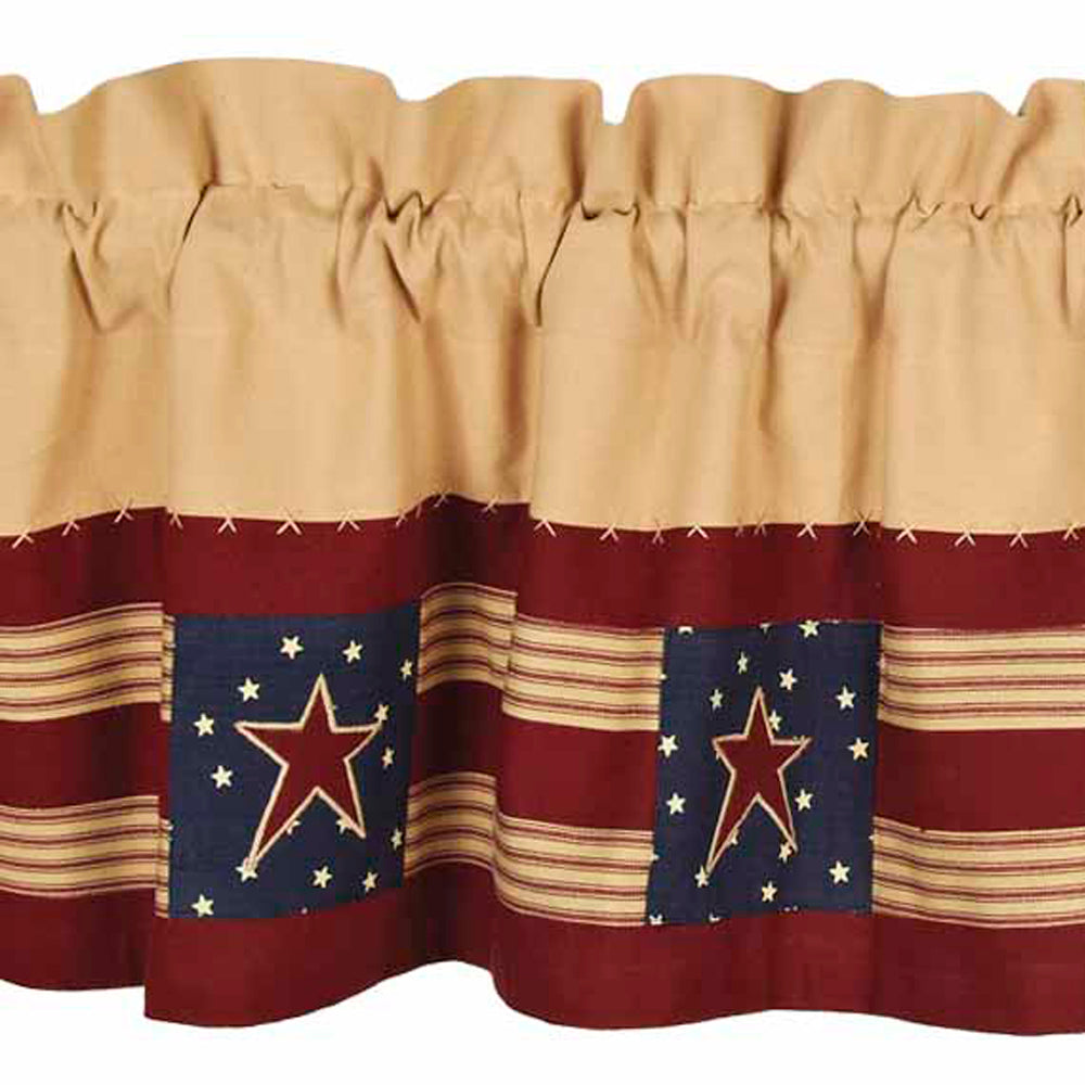 Nutmeg Indigo Barn Red Stars And Stripes Valance Lined VLAR0113