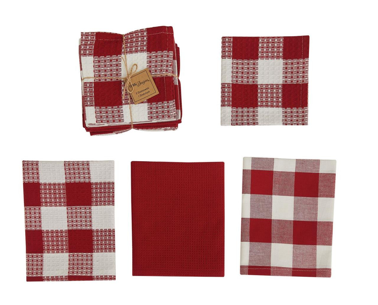 Wicklow Check Red & Cream Dishtowel Set Park Designs - The Fox Decor