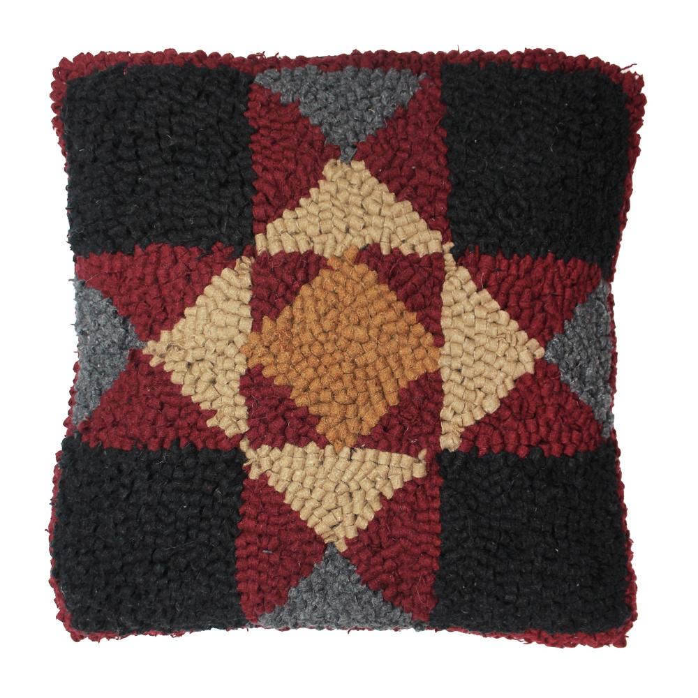 Quilt Square Wool hooked Pillow PL264002 - Interiors by Elizabeth