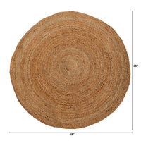 Thumbnail for Hand Braided Boho Natural Jute Round Rug 4' - Nearly Natural - The Fox Decor