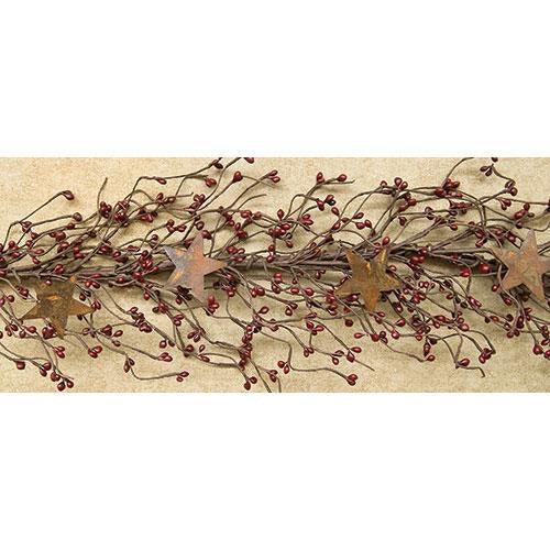 Pip Berry Garland With Stars Burgundy 40 - The Fox Decor