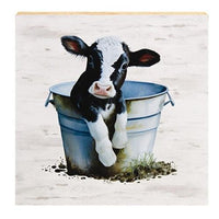 Baby Black & White Cow in a Bucket Block - The Fox Decor