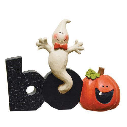 Boo Resin Block w Ghost & Jack - The Fox Decor