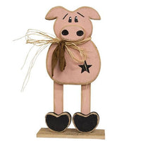 Rustic Wood Skinny Leg Pig on Base - The Fox Decor