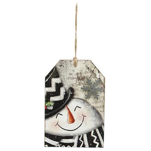Wood Snowman Tag Ornament 4 Asstd - The Fox Decor