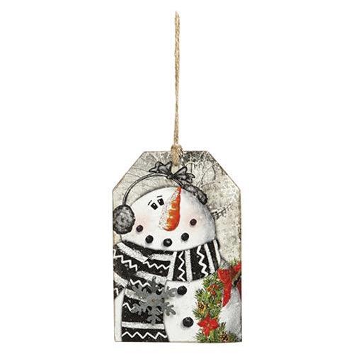 Wood Snowman Tag Ornament 4 Asstd - The Fox Decor