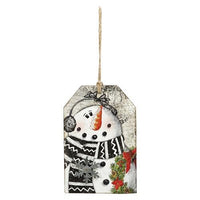 Wood Snowman Tag Ornament 4 Asstd - The Fox Decor