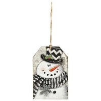Wood Snowman Tag Ornament 4 Asstd - The Fox Decor