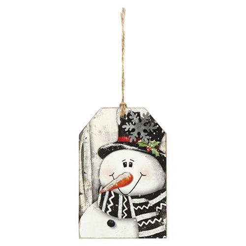 Wood Snowman Tag Ornament 4 Asstd - The Fox Decor