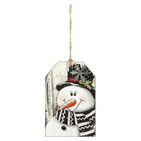 Wood Snowman Tag Ornament 4 Asstd - The Fox Decor