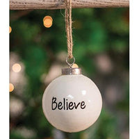 White Ceramic Ornament Believe - The Fox Decor
