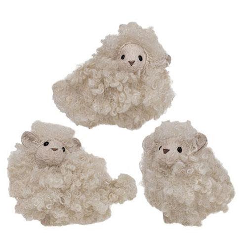 3 Set Mini Handcrafted Fuzzy Sheep - The Fox Decor