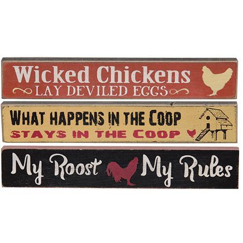 My Roost My Rules Mini Stick 3 Asstd - The Fox Decor