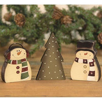 3 Set Snowman Tree Blocks - The Fox Decor